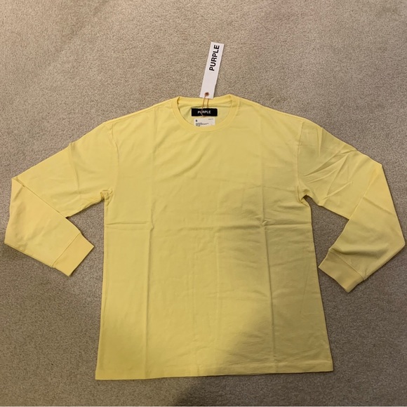 Purple Brand Yellow Long Sleeve T-Shirt 100% Cotton Mens Size Small S - Picture 1 of 10